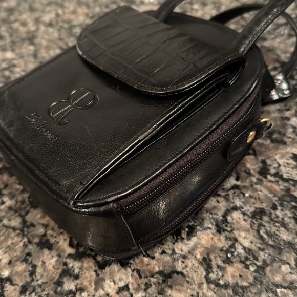 Belle Rose black mini satchel bag with strap EUC - Picture 4 of 14